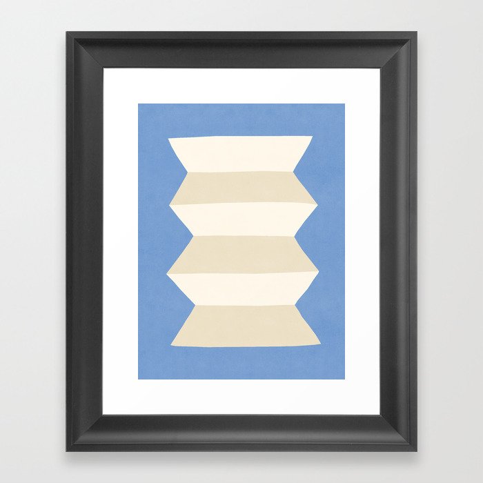 Geometric Vase - White Ivory on Light Blue Framed Art Print