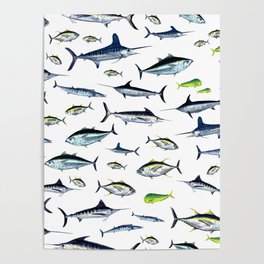 Fish Mix: Vol. 1 wahoo, bigeye, yellowfin, bluefin tuna, blue marlin, white marlin, mahi-mahi, swordfish Poster
