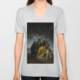 The Witches' Sabbath, Las Brujas by Francisco de Goya V Neck T Shirt