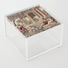Antique 17th Century 'Mars at the Palace of Vulcan' English Tapestry Acrylic Box
