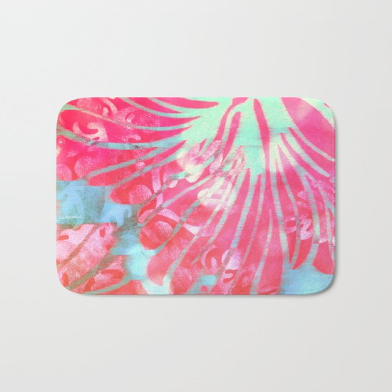 Blue Water Hibiscus Snowfall Bath Mat