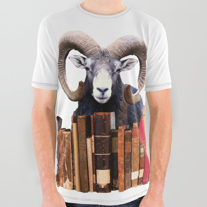 Aries - Old Books All Over Graphic Tee
