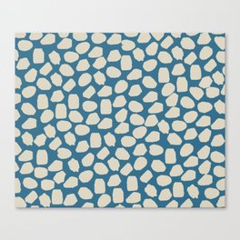 Ink Spot Pattern in Boho Blue and Beige Canvas Print