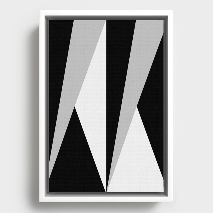 Society6 ケース black and white triangles by Her Art Geometric Triangles VI Black and White Framed Canvas by