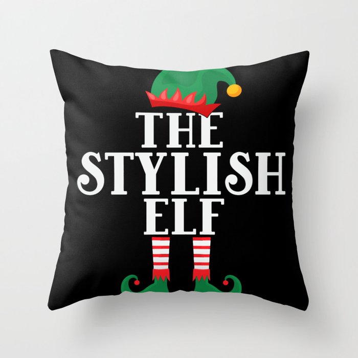 The Stylish Elf Funny Christmas Throw Pillow by N0mAdsLAnd Society6