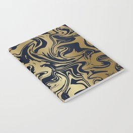 Marble Swirl in Navy and Gold Notebook