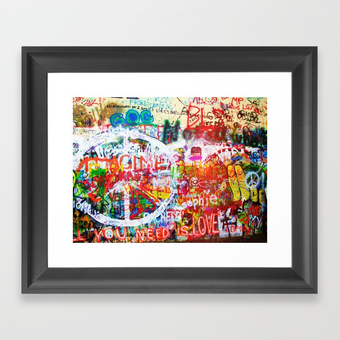 Lennon Wall - All You Need Is Love - Peace Framed Art Print