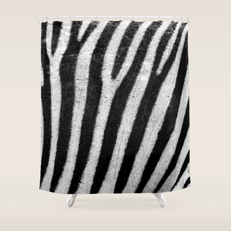 Black White Zebra Print Pattern Texture Animal Print Shower