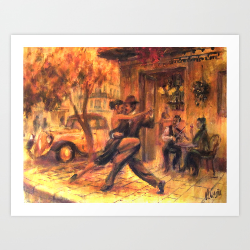 Couple Dancing Tango Painting Art Print By Miquelcazanya Society6
