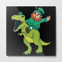 St Patricks Day Leprechaun Trex Dinosaur Kids Boys Metal Print | Stpatricks, Boys, Kids, Outfit, Americanirish, Green, Shamrock, Leprechaun, Clover, Men 