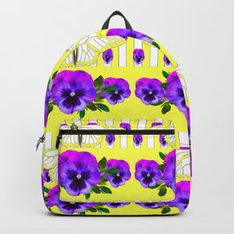 YELLOW-WHITE BUTTERFLIES PURPLE PANSY PATTERNS Backpack