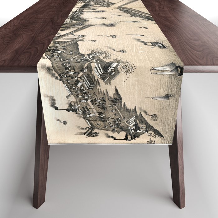 Duluth - Minnesota - 1883 vintage pictorial map Table Runner
