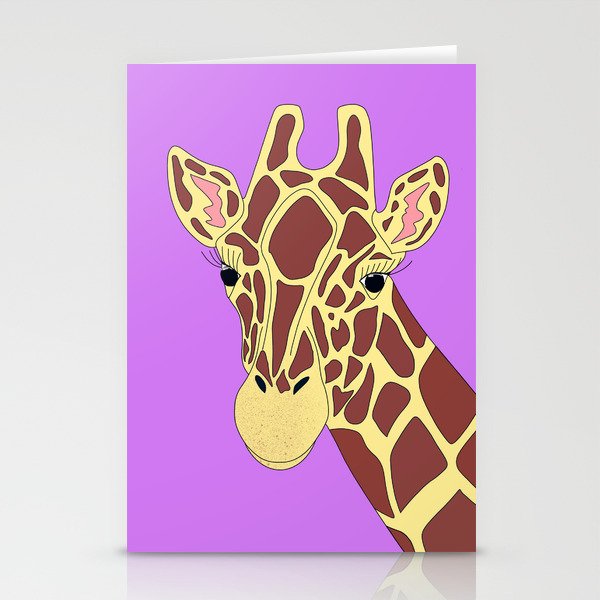 Yellow and Brown Giraffe Stationery Cards