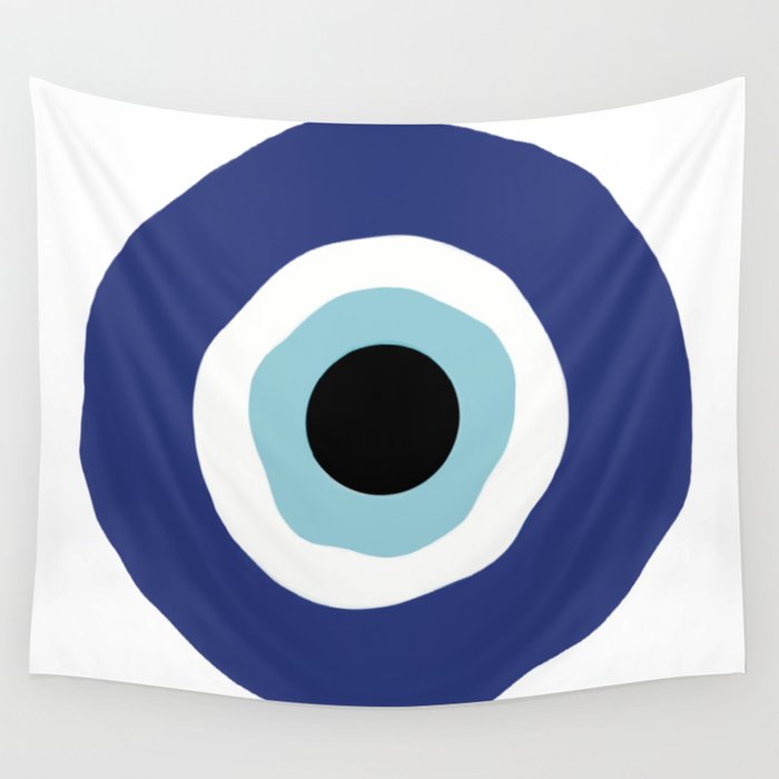 Wiggly Evil Eye - Light and Dark Blue Wall Tapestry