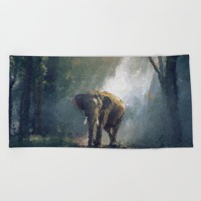 Elephant On Patrol Styled Painting Wall Art Poster Big Wall Art