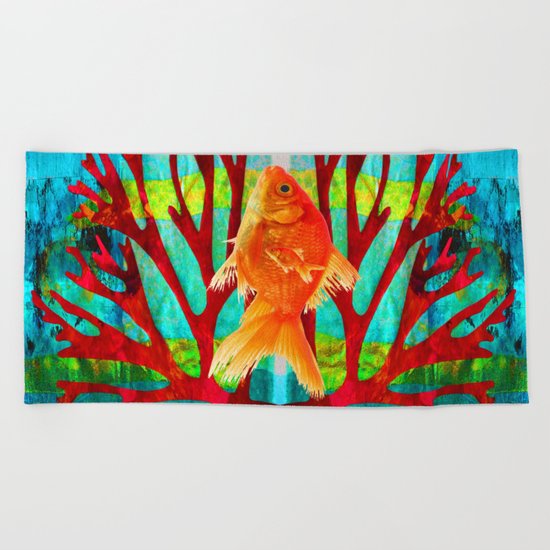 Golden Fish Beach Towel