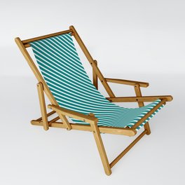 [ Thumbnail: Mint Cream and Teal Colored Lines/Stripes Pattern Sling Chair ]