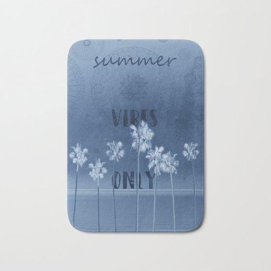 summer vibes only vintage blue Bath Mat