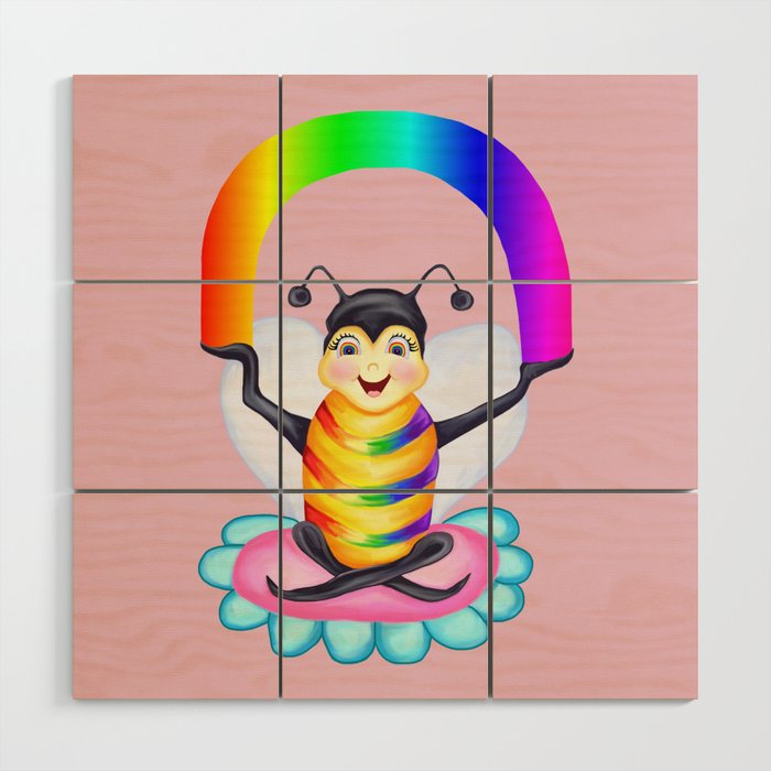 Rainbow Spectrum Bee  Wood Wall Art