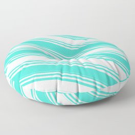 [ Thumbnail: White and Turquoise Colored Lined/Striped Pattern Floor Pillow ]