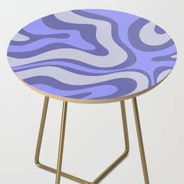 Modern Retro Liquid Swirl Abstract Pattern Square in Light Periwinkle Purple Tones Side Table
