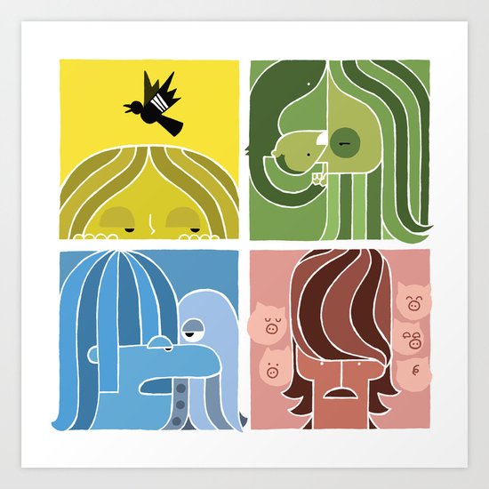 Fab Four Pets Art Print
