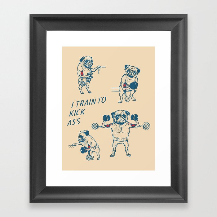 Pug Workout Framed Art Print
