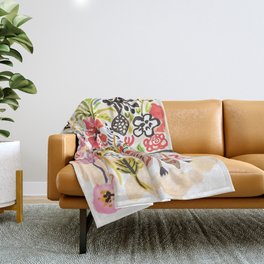 Karen Fields Flower Abstract Illustration Throw Blanket