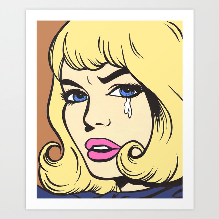 Blonde Crying Comic Girl Art Print