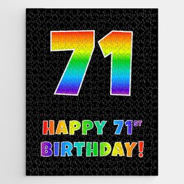 [ Thumbnail: HAPPY 71ST BIRTHDAY - Multicolored Rainbow Spectrum Gradient Jigsaw Puzzle ]