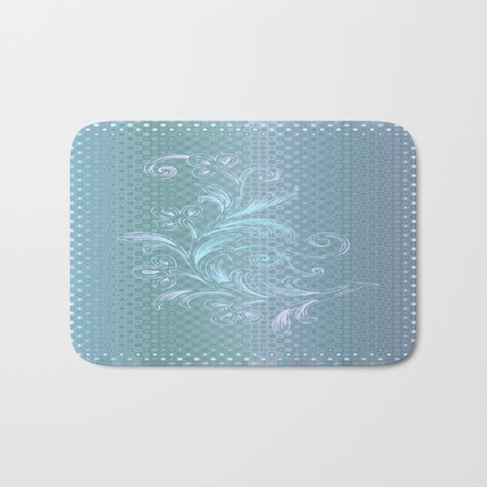 Dots and Stripes Floral Abstract – Blue Bath Mat