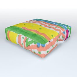 Green, Tangerine, Blue And Yellow Playful Abstract Designs Outdoor Floor Cushion