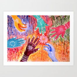 Holi | Indian Festival Art Print | Festival, Colorfulhands, Acrylicpainting, Colorfulpainting, Holifestival, Colours, India, Painting, Ethnicart, Indianculture 