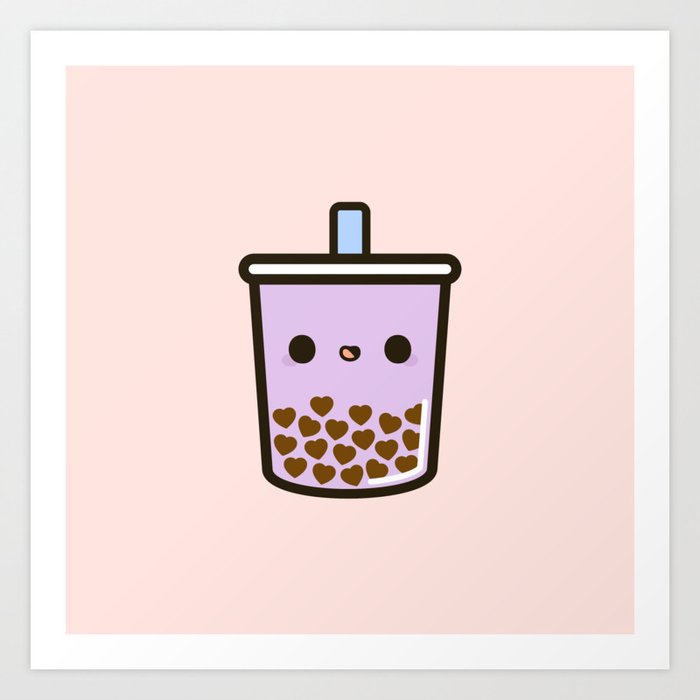 Cute Love Heart Bubble Tea Art Print By Peppermintpopuk Society6 A random cartoon oc based on a cold taro, boba tea drink i had about two week ago? cute love heart bubble tea art print by peppermintpopuk
