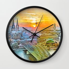 Cool Mixed Media Art Of Cologne  Wall Clock