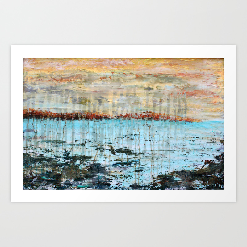Western Lake Florida Landscape Abstract Mixed Media Art Print By
