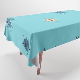 Atomic Age Starburst Planets Light Blue Turquoise Tablecloth
