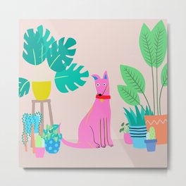 Dogs and Plants Metal Print