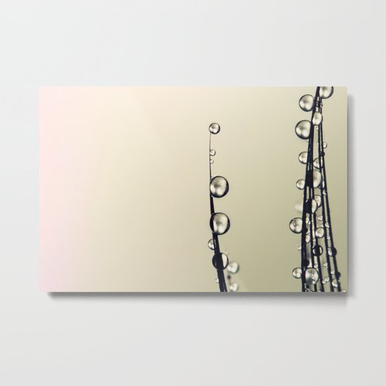Feather Drops with a Hint of Pink Metal Print