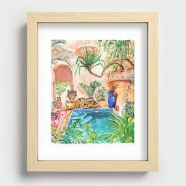 Tiger by the pool Recessed Framed Print
