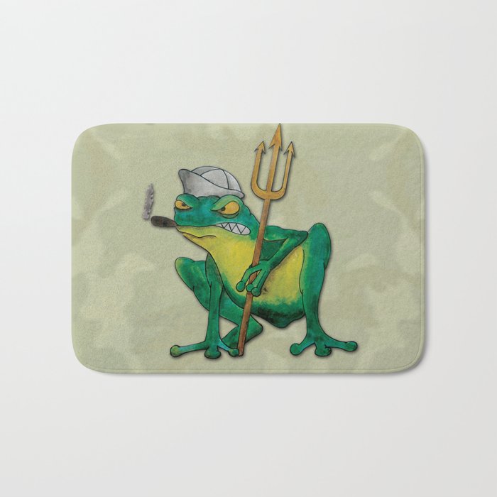 Navy Frog Bath Mat By Ponder Society6