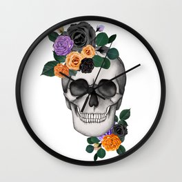 Flowers Scull Wall Clock