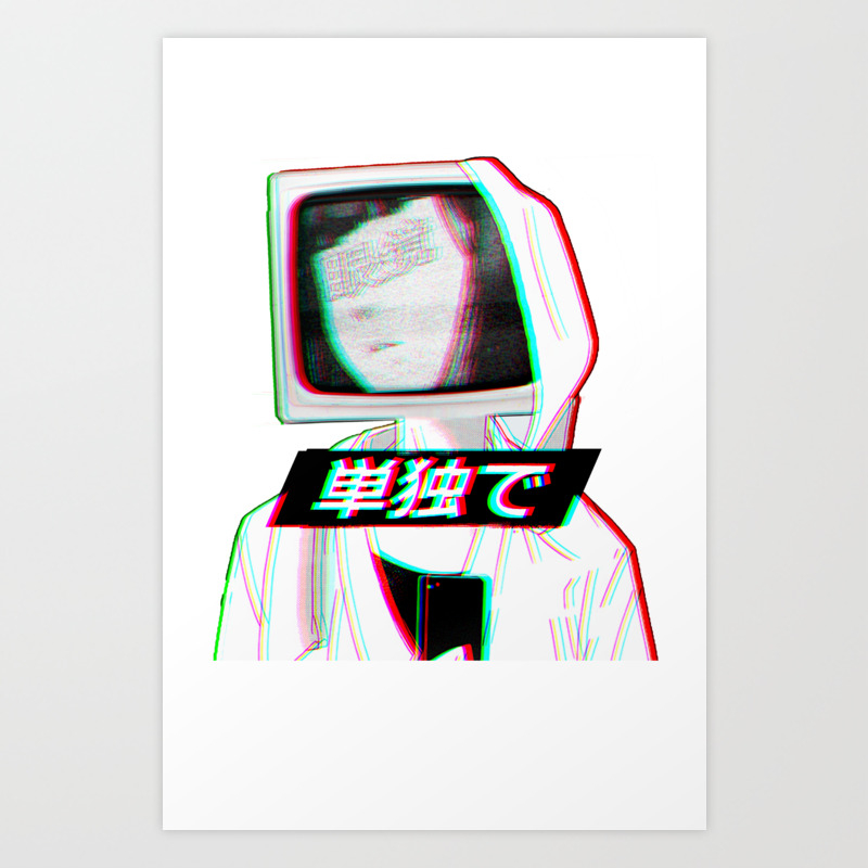 TV HEAD - Sad Japanese Anime Aesthetic Art Print by Poser_Boy | Society6