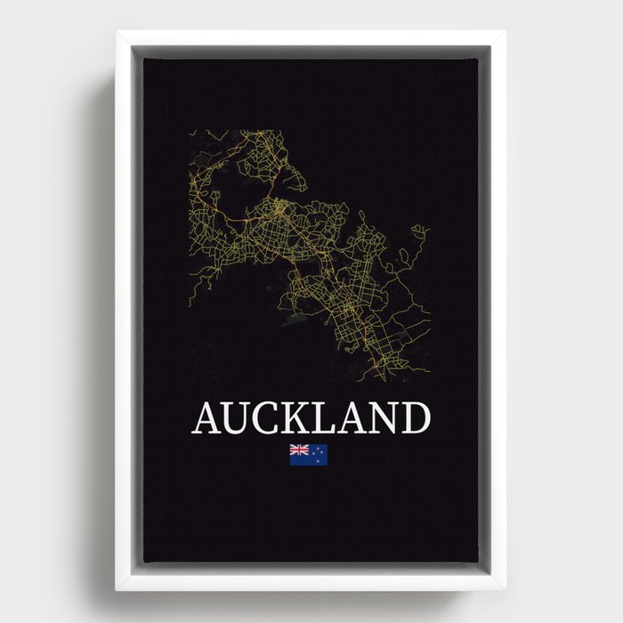 Auckland city flat map Framed Canvas