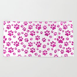 Purple Dog paw Pattern Beach Towel