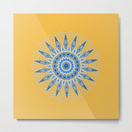 Gold Blue Aztec Mandala Design Metal Print | Yogamats, Bagsbackpacks, Outdoorcushion, Walltapestry, Starmandala, Mugsrugs, Furniturebenches, Wallart, Tabletopcoasters, Homedecor 