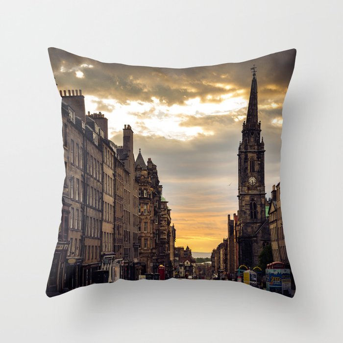 Royal Mile Sunrise in Edinburgh, Scotland Throw Pillow