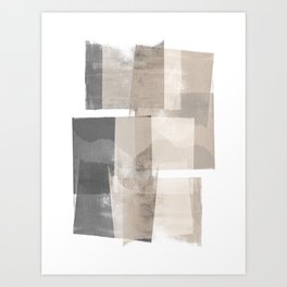 Grey and Beige Minimalist Geometric Abstract “Building Blocks” Art Print
