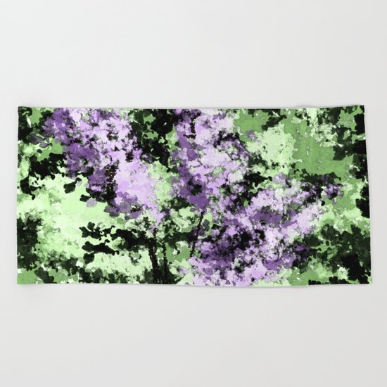 LILACS WATERCOLOR (abstract) Beach Towel
