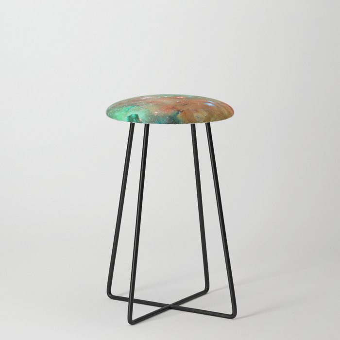 Colorful Cosmos | Teal & Dark Red Counter Stool